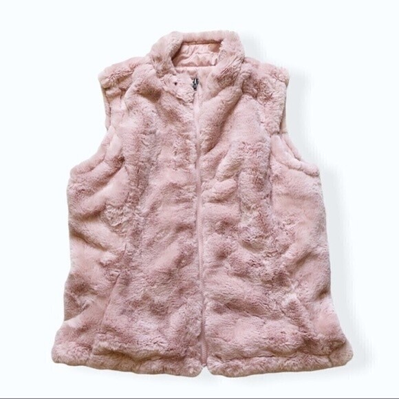 NICOLE Miller Reversible Vest Zip Up Puffer Vest Faux Fur Pastel Soft Pink Small - Picture 7 of 11